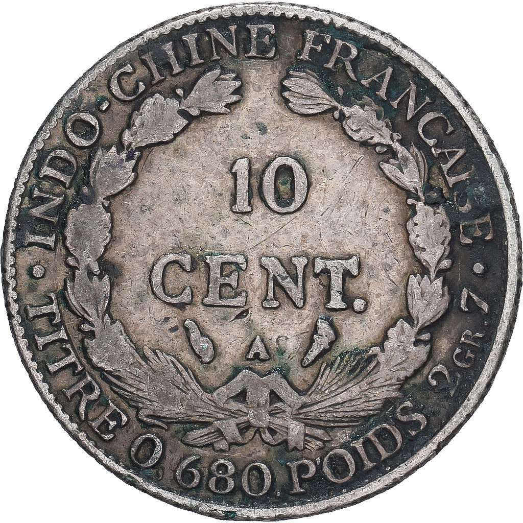Munten, FRANS INDO-CHINA, 10 Cents, 1922, Paris, FR, Zilver, KM:16.1