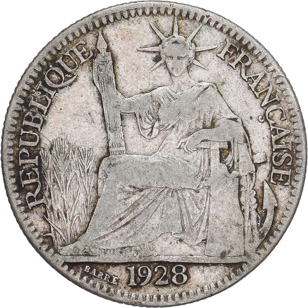 Munten, FRANS INDO-CHINA, 10 Cents, 1928, Paris, FR, Zilver, KM:16.1