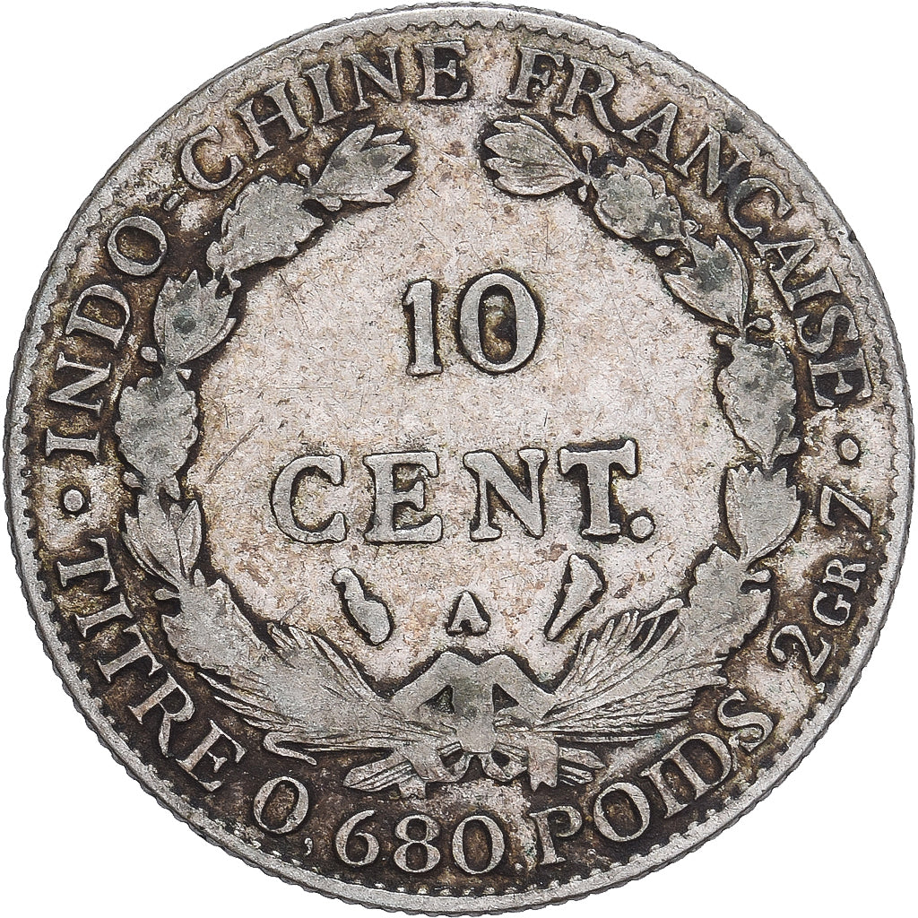 Munten, FRANS INDO-CHINA, 10 Cents, 1928, Paris, FR, Zilver, KM:16.1