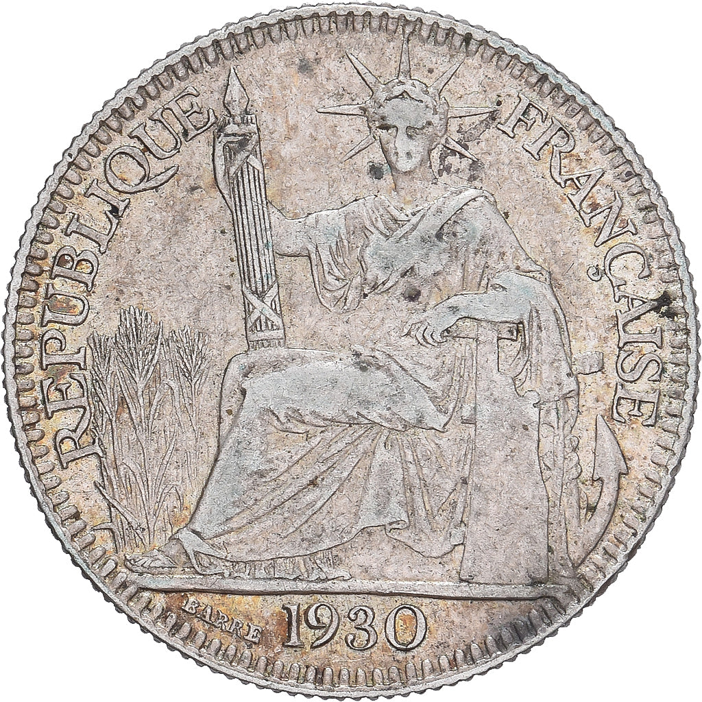 Munten, FRANS INDO-CHINA, 10 Cents, 1930, Paris, ZF+, Zilver, KM:16.1