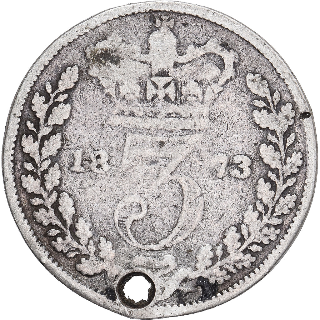 Coin, Great Britain, Victoria, 3 Pence, 1873, F(12-15), Silver, KM:730