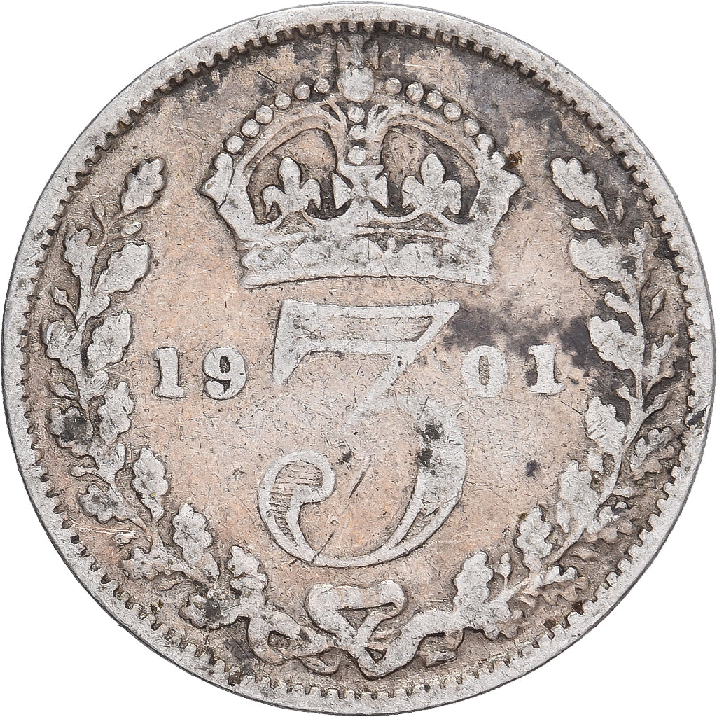 Coin, Great Britain, Victoria, 3 Pence, 1901, VF(30-35), Silver, KM:777