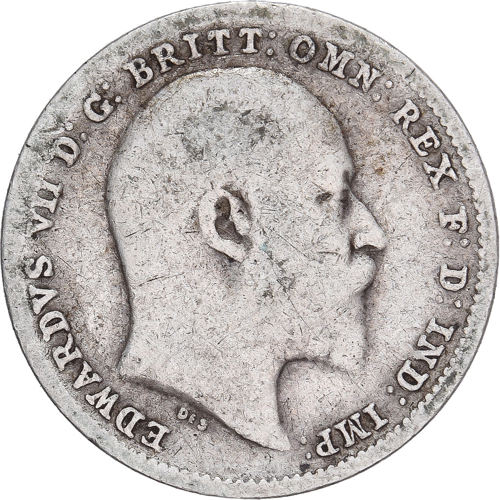 Monnaie, Grande-Bretagne, Edward VII, 3 Pence, 1902, B+, Argent, KM:797.1