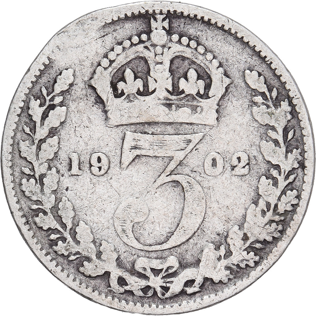Monnaie, Grande-Bretagne, Edward VII, 3 Pence, 1902, TB, Argent, KM:797.1