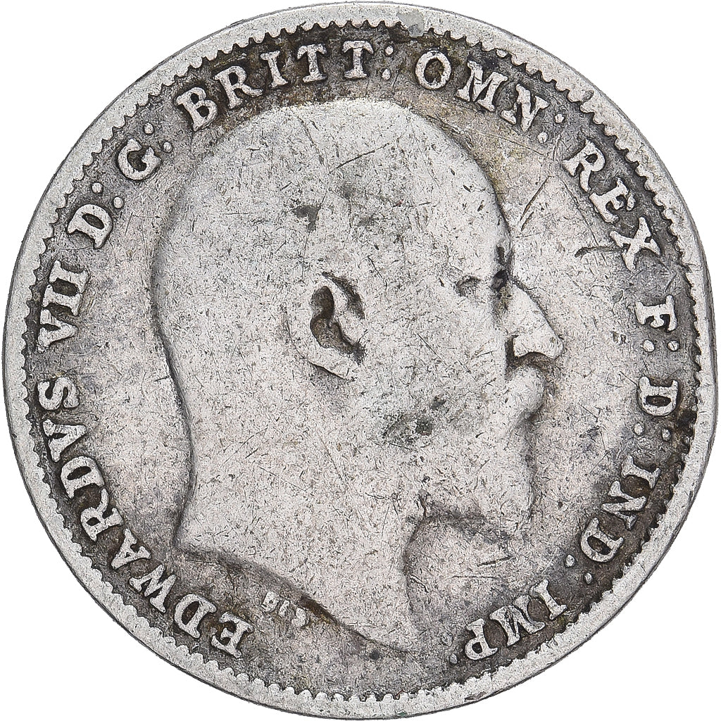 Munten, Groot Bretagne, Edward VII, 3 Pence, 1908, FR, Zilver, KM:797.2