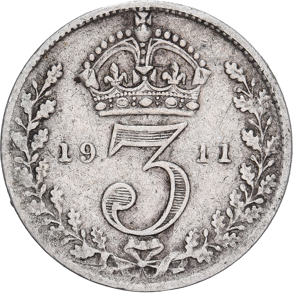 Moeda, Grã-Bretanha, George V, 3 Pence, 1911, VF(30-35), Prata, KM:813