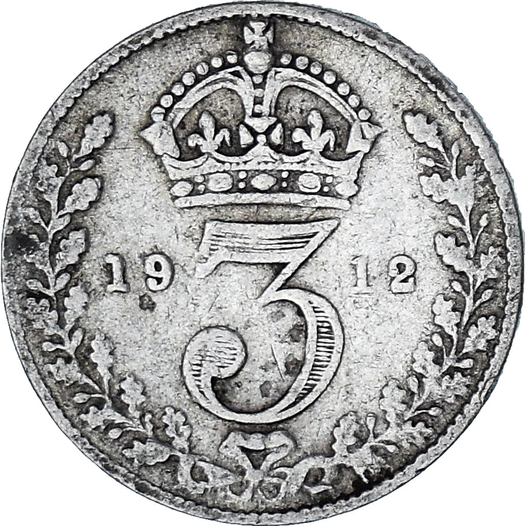 Moeda, Grã-Bretanha, George V, 3 Pence, 1912, EF(40-45), Prata, KM:813
