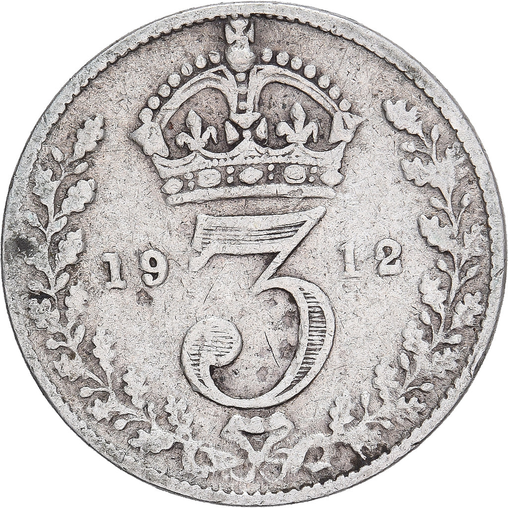 Münze, Großbritannien, George V, 3 Pence, 1912, SS, Silber, KM:813