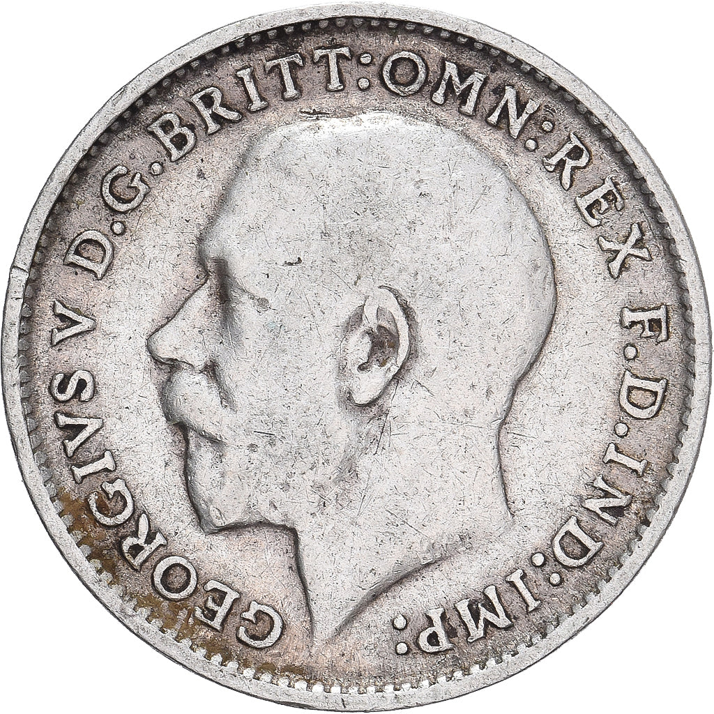 Moneda, Gran Bretaña, George V, 3 Pence, 1913, MBC, Plata, KM:813