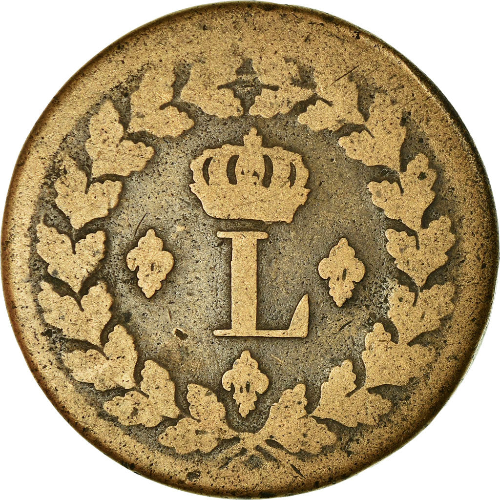 Munten, Frankrijk, Louis XVIII, Decime, 1814, Strasbourg, FR+, Bronze, KM:701