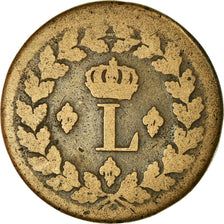 Munten, Frankrijk, Louis XVIII, Decime, 1814, Strasbourg, FR+, Bronze, KM:701