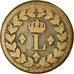 Munten, Frankrijk, Louis XVIII, Decime, 1814, Strasbourg, FR+, Bronze, KM:701
