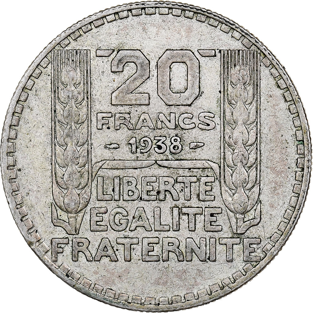 Frankreich, 20 Francs, Turin, 1938, Paris, Error Rotaded Die, Silber, SS