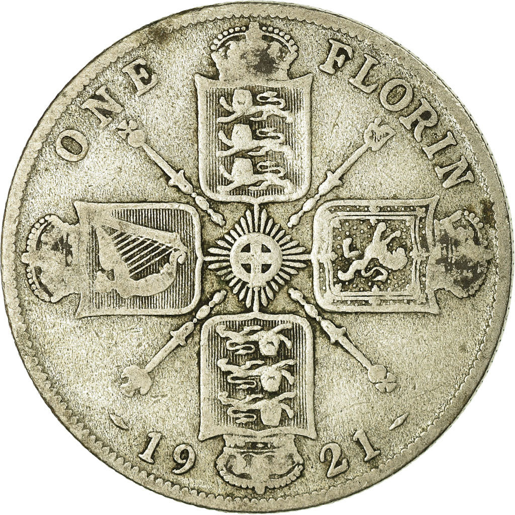 Monnaie, Grande-Bretagne, George V, Florin, Two Shillings, 1921, TB+, Argent
