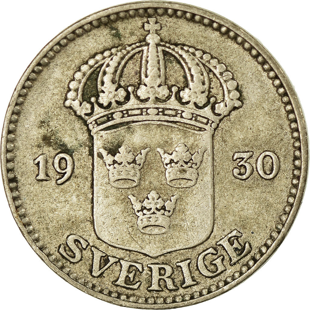 Coin, Sweden, Gustaf V, 25 Öre, 1930, EF(40-45), Silver, KM:785