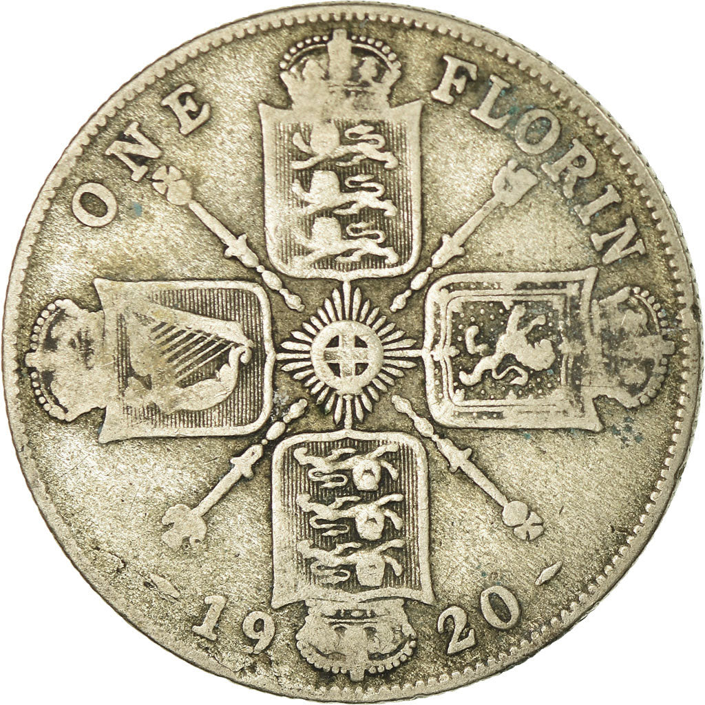 Monnaie, Grande-Bretagne, George V, Florin, Two Shillings, 1920, TB, Argent