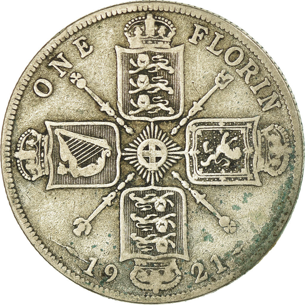 Monnaie, Grande-Bretagne, George V, Florin, Two Shillings, 1921, TB, Argent
