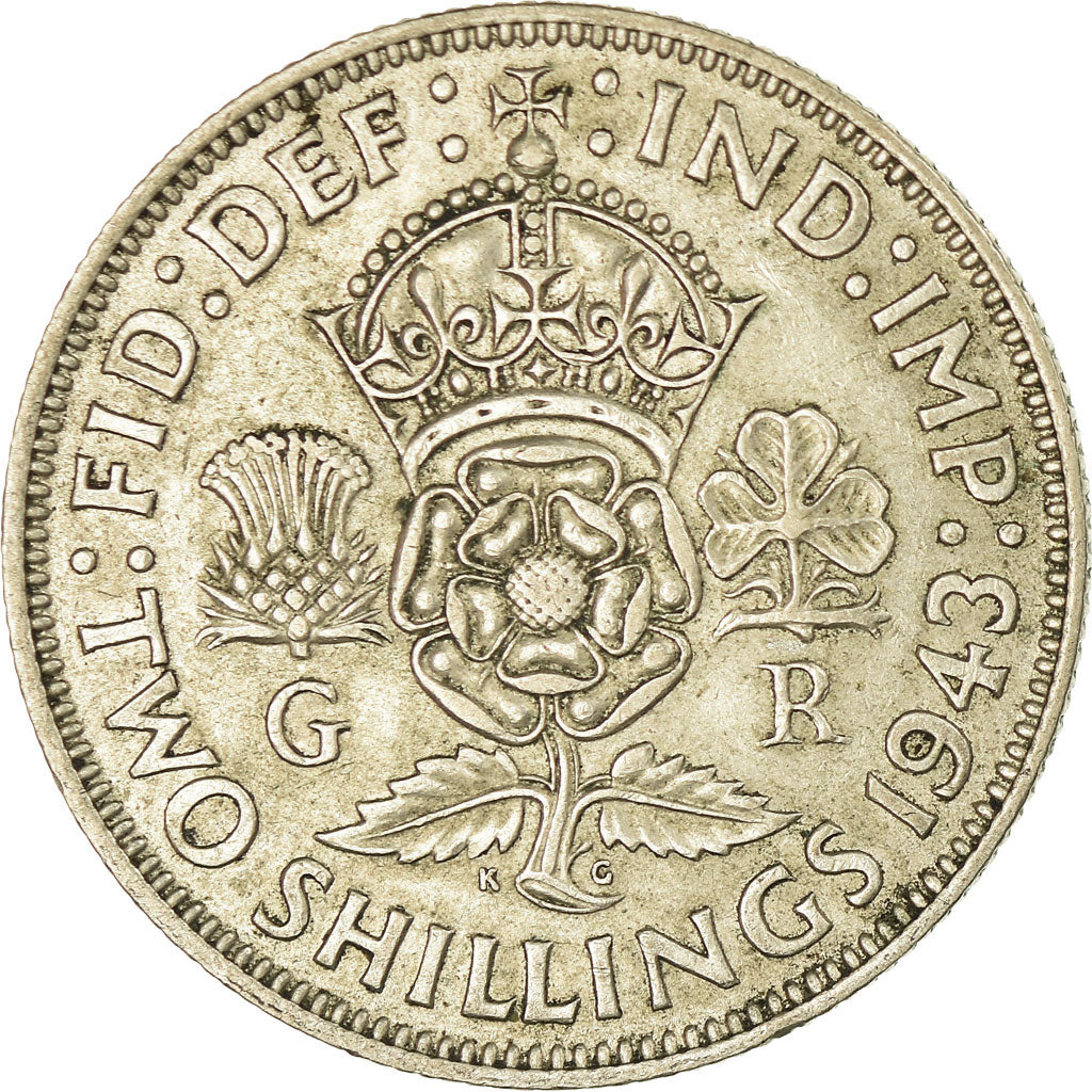 Monnaie, Grande-Bretagne, George VI, Florin, Two Shillings, 1943, TTB, Argent