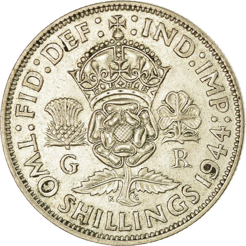 Monnaie, Grande-Bretagne, George VI, Florin, Two Shillings, 1944, TTB, Argent