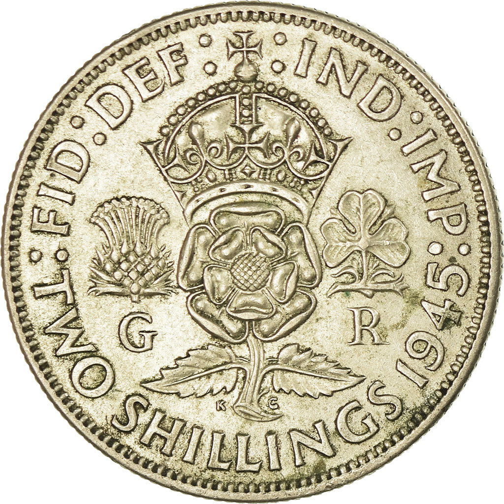 Coin, Great Britain, George VI, Florin, Two Shillings, 1945, EF(40-45), Silver