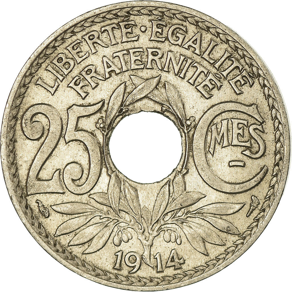 Moneta, Francia, Lindauer, 25 Centimes, 1914, BB+, Nichel, KM:867, Gadoury:379