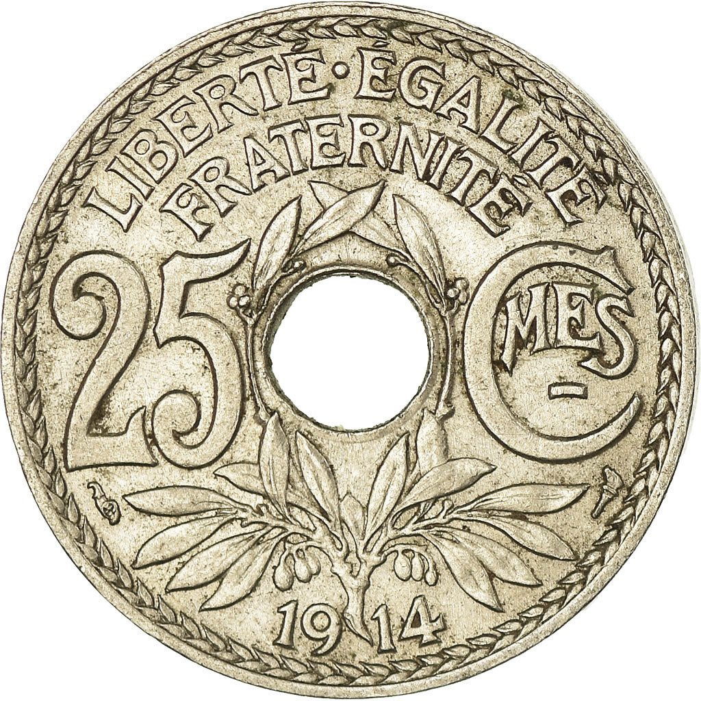 Münze, Frankreich, Lindauer, 25 Centimes, 1914, SS+, Nickel, KM:867