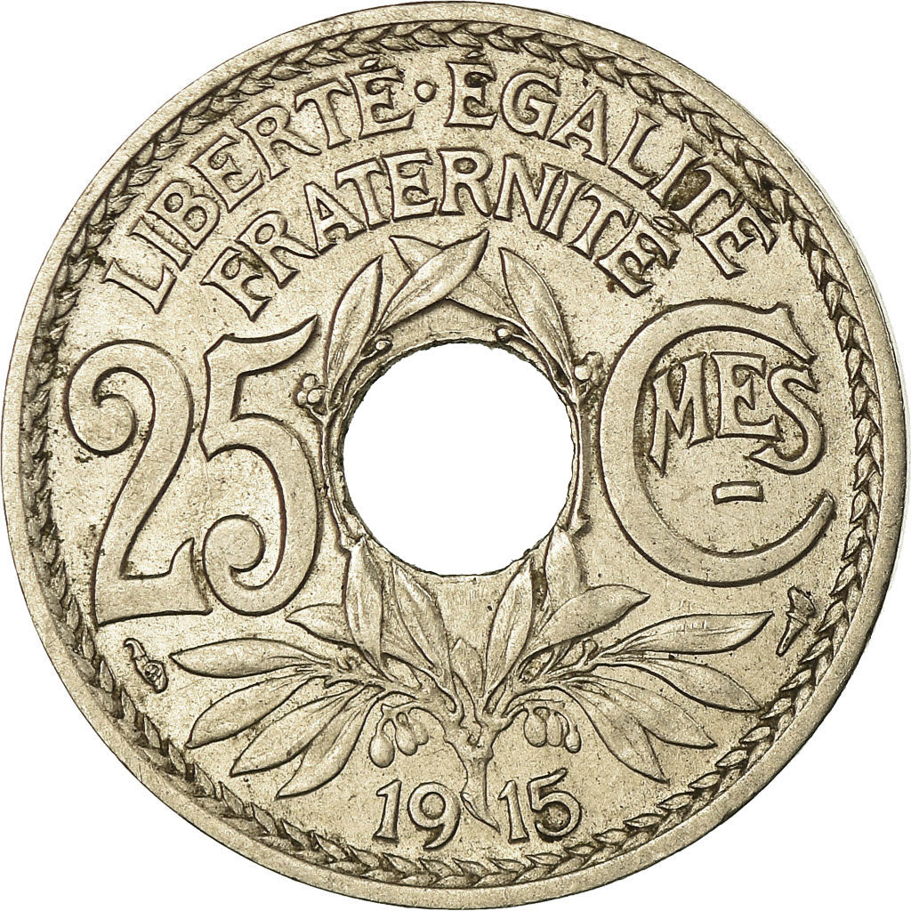 Moneta, Francja, Lindauer, 25 Centimes, 1915, AU(50-53), Nikiel, KM:867, Le