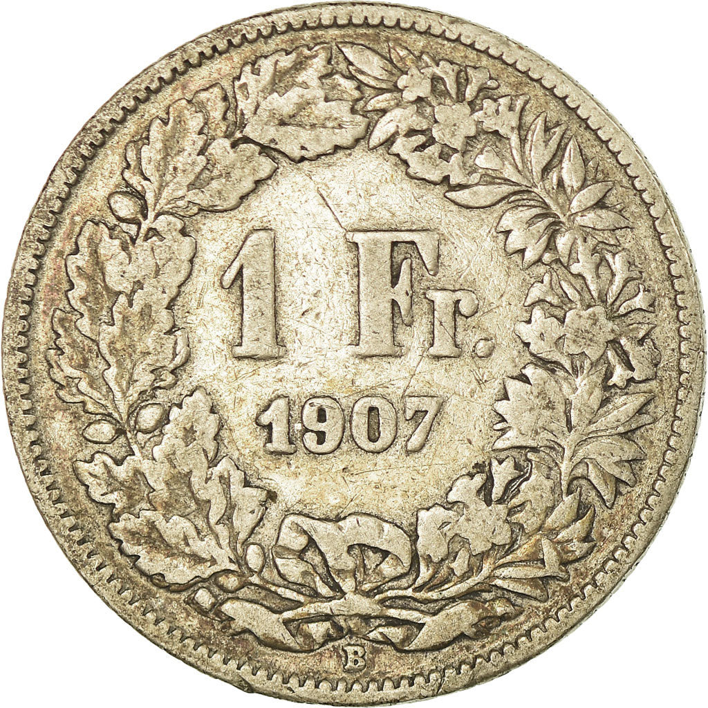 Coin, Switzerland, Franc, 1907, Bern, VF(30-35), Silver, KM:24