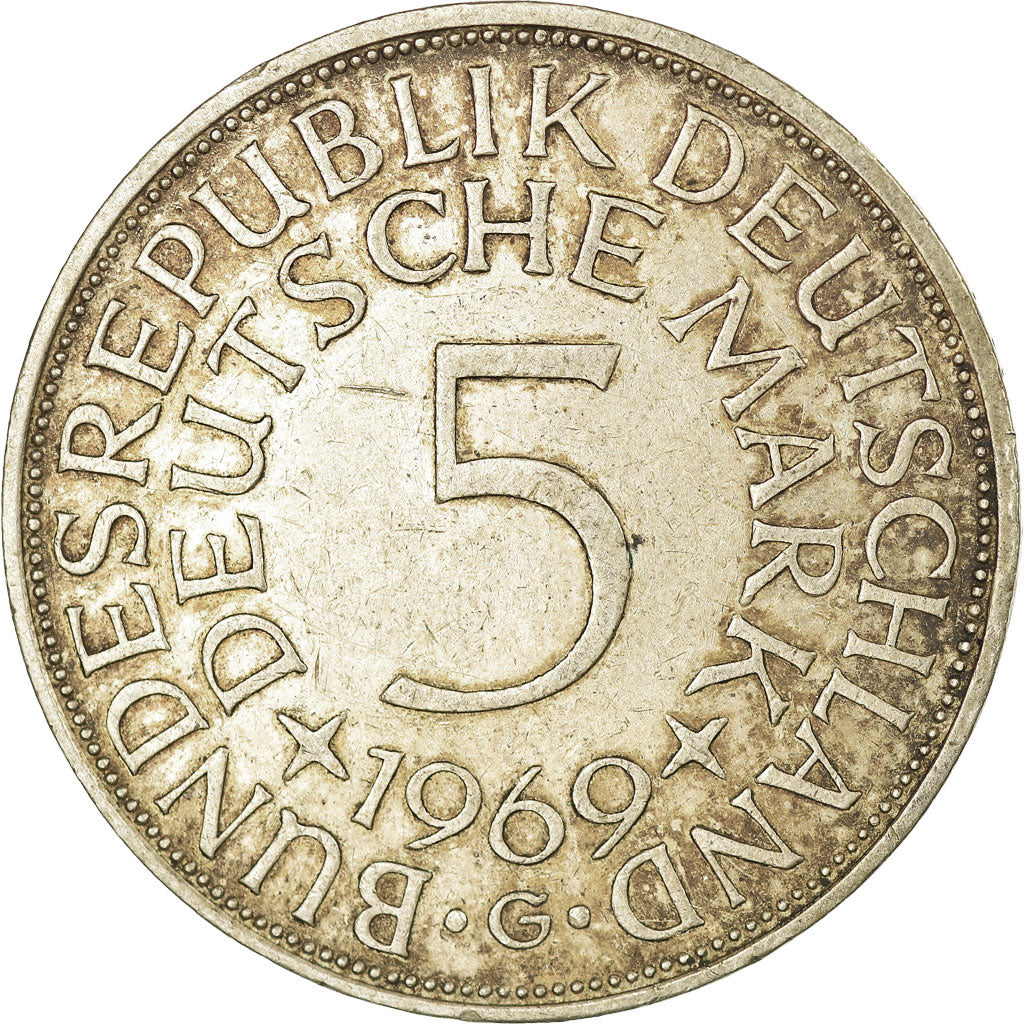 Moneta, GERMANIA - REPUBBLICA FEDERALE, 5 Mark, 1969, Karlsruhe, SPL-, Argento