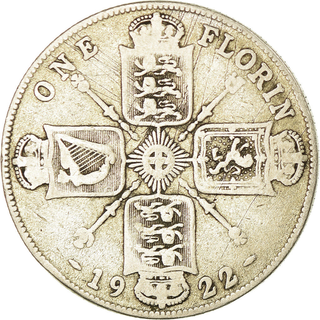 Monnaie, Grande-Bretagne, George V, Florin, Two Shillings, 1922, TB, Argent