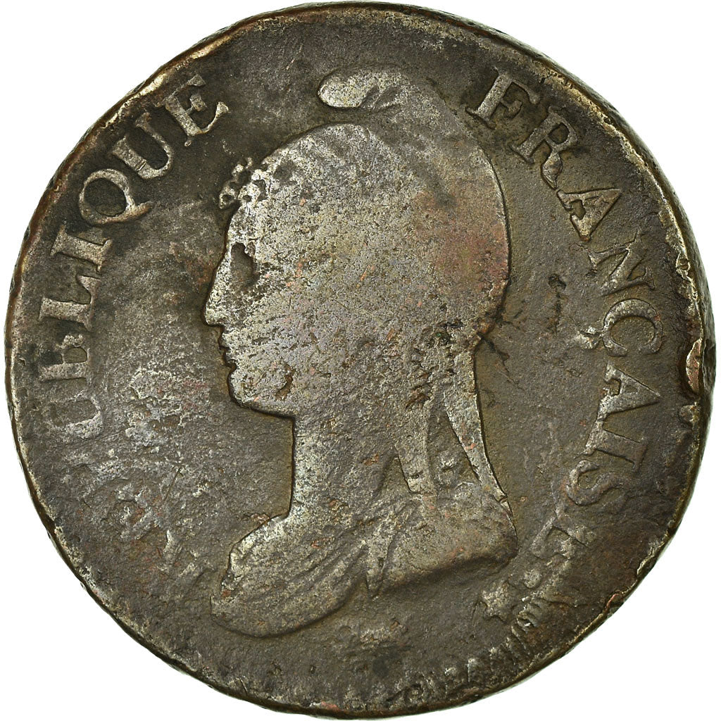 Moneda, Francia, Dupré, Decime, Limoges, BC+, Bronce, KM:644.7, Gadoury:187a