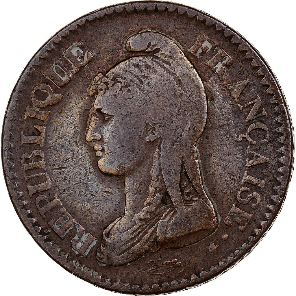 France, 1 Décime, Dupré, AN 8, Paris, with É, Copper, VF(20-25)
