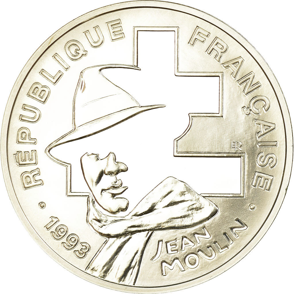 Munten, Frankrijk, Jean Moulin, 100 Francs, 1993, BE, FDC, Zilver, KM:1023
