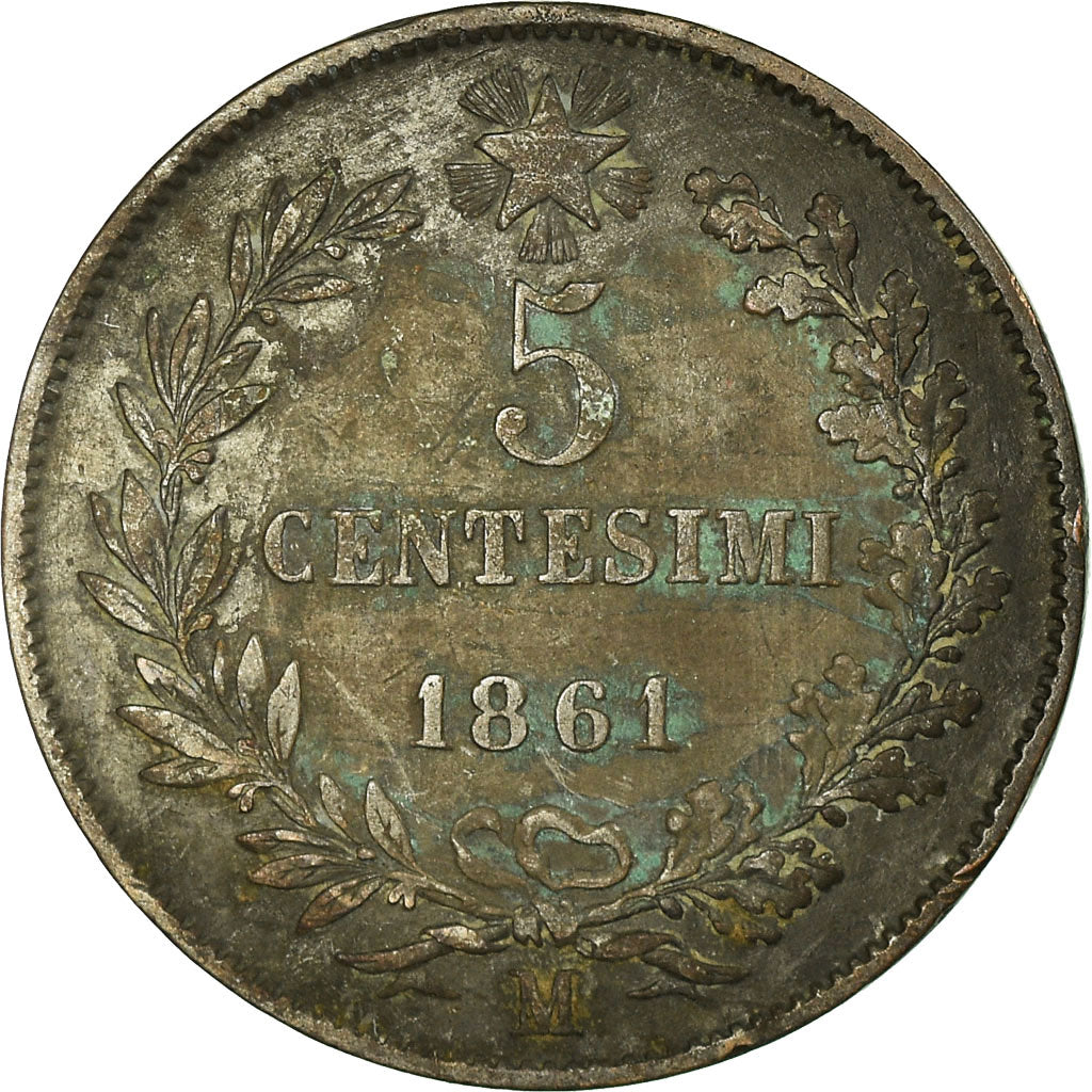 Monnaie, Italie, Vittorio Emanuele II, 5 Centesimi, 1861, Milan, TTB+, Cuivre