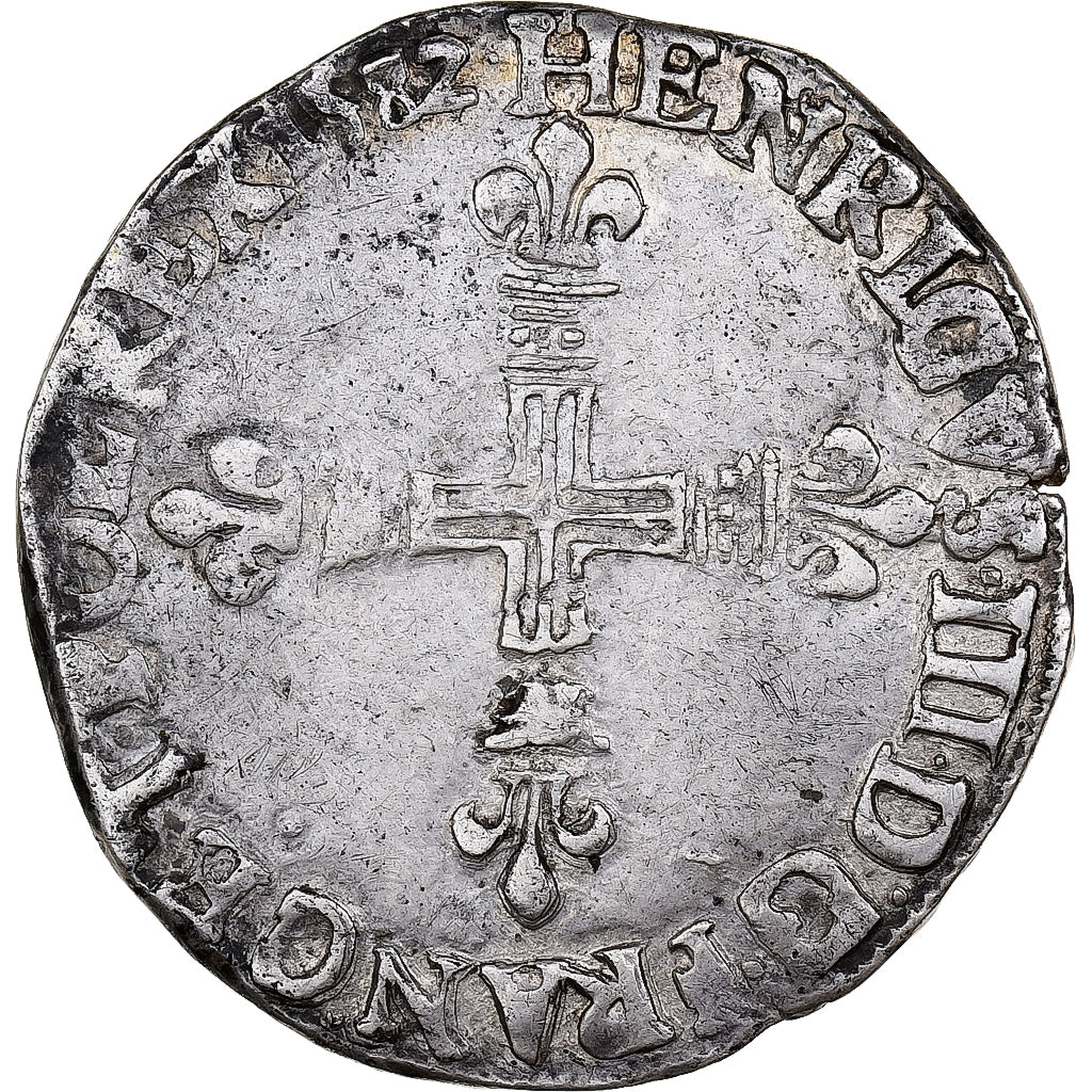 France, Henri III, 1/4 Écu, 1582, Saint-Lô, Silver, EF(40-45)