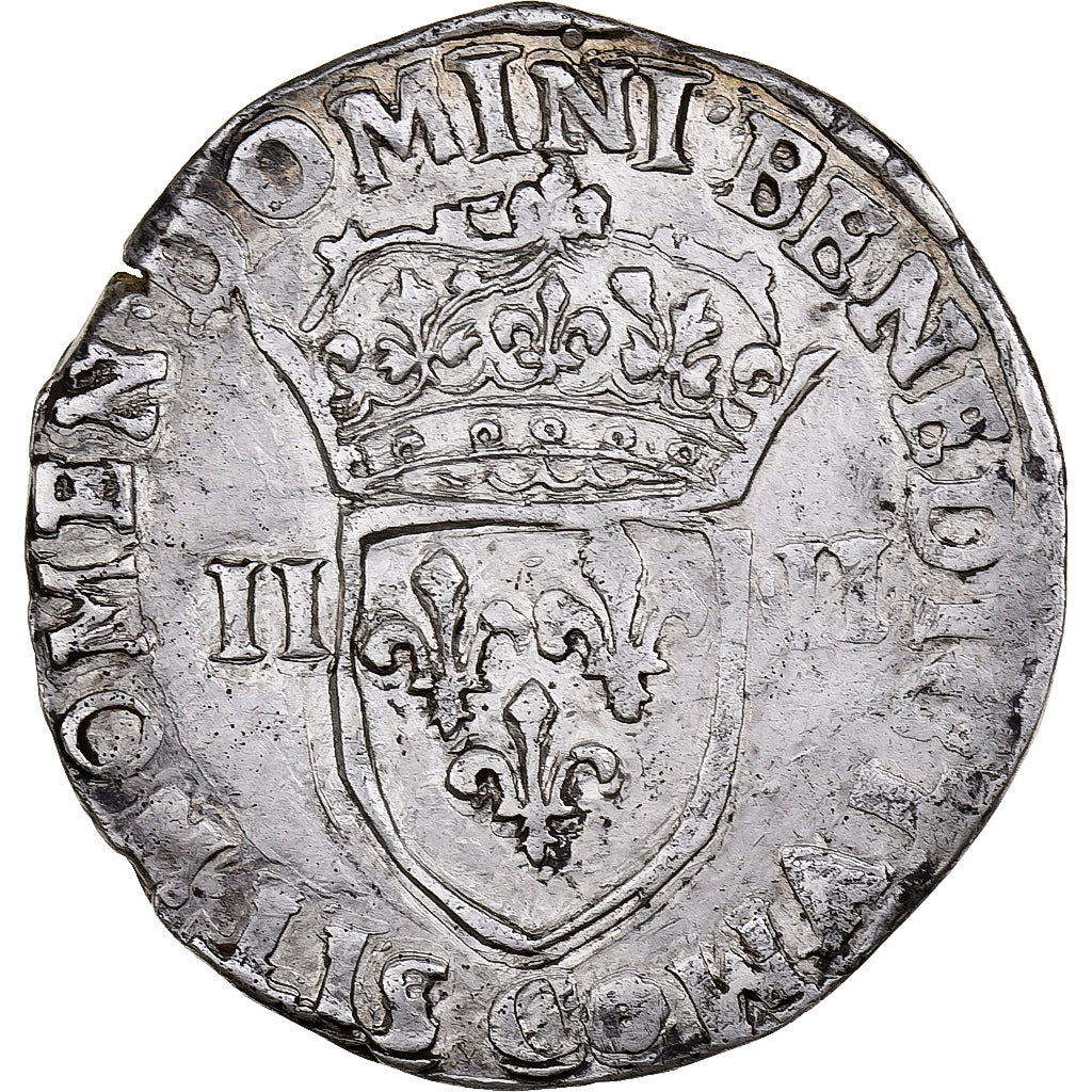 France, Henri III, 1/4 Écu, 1582, Saint-Lô, Silver, EF(40-45)