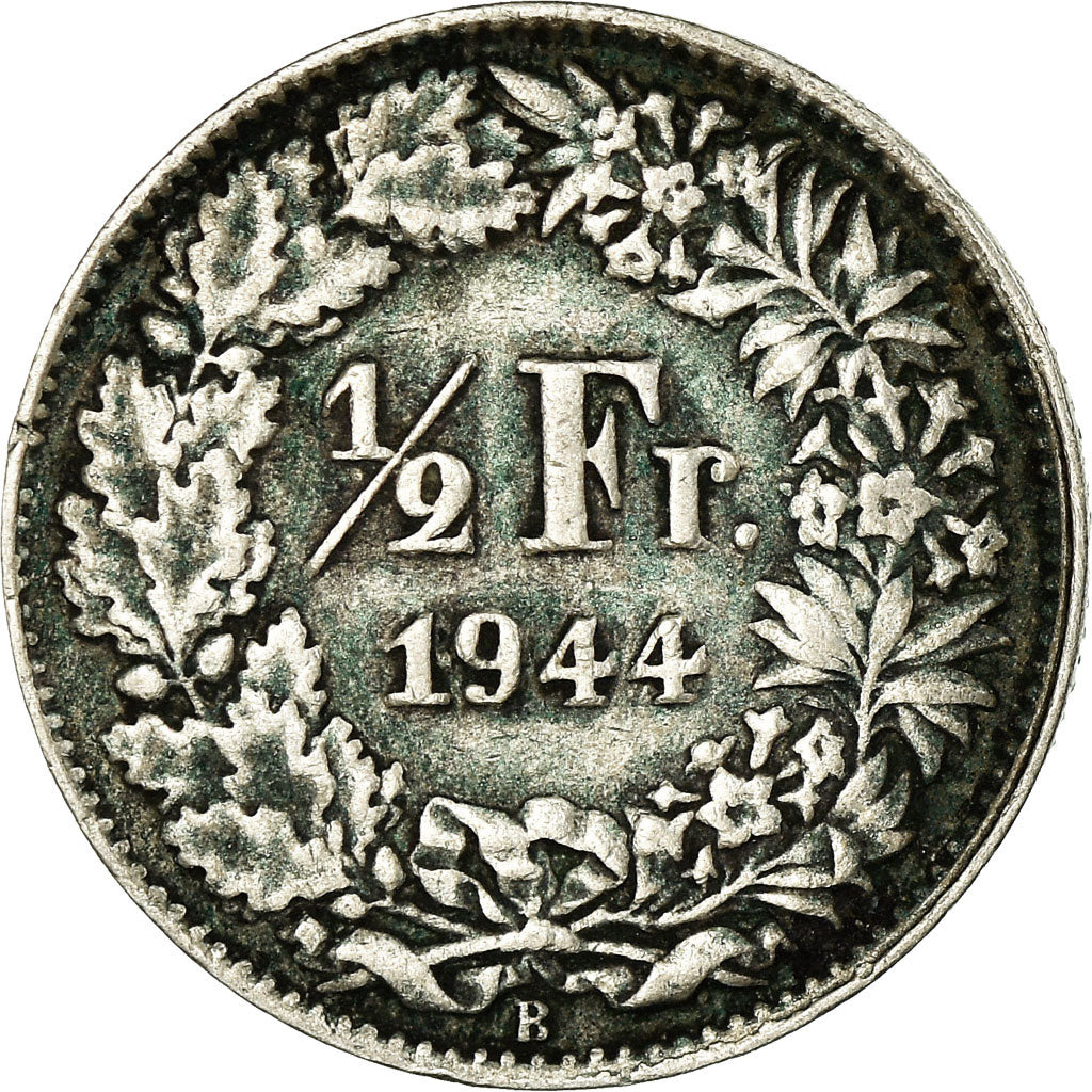 Moneta, Szwajcaria, 1/2 Franc, 1944, Bern, VF(30-35), Srebro, KM:23