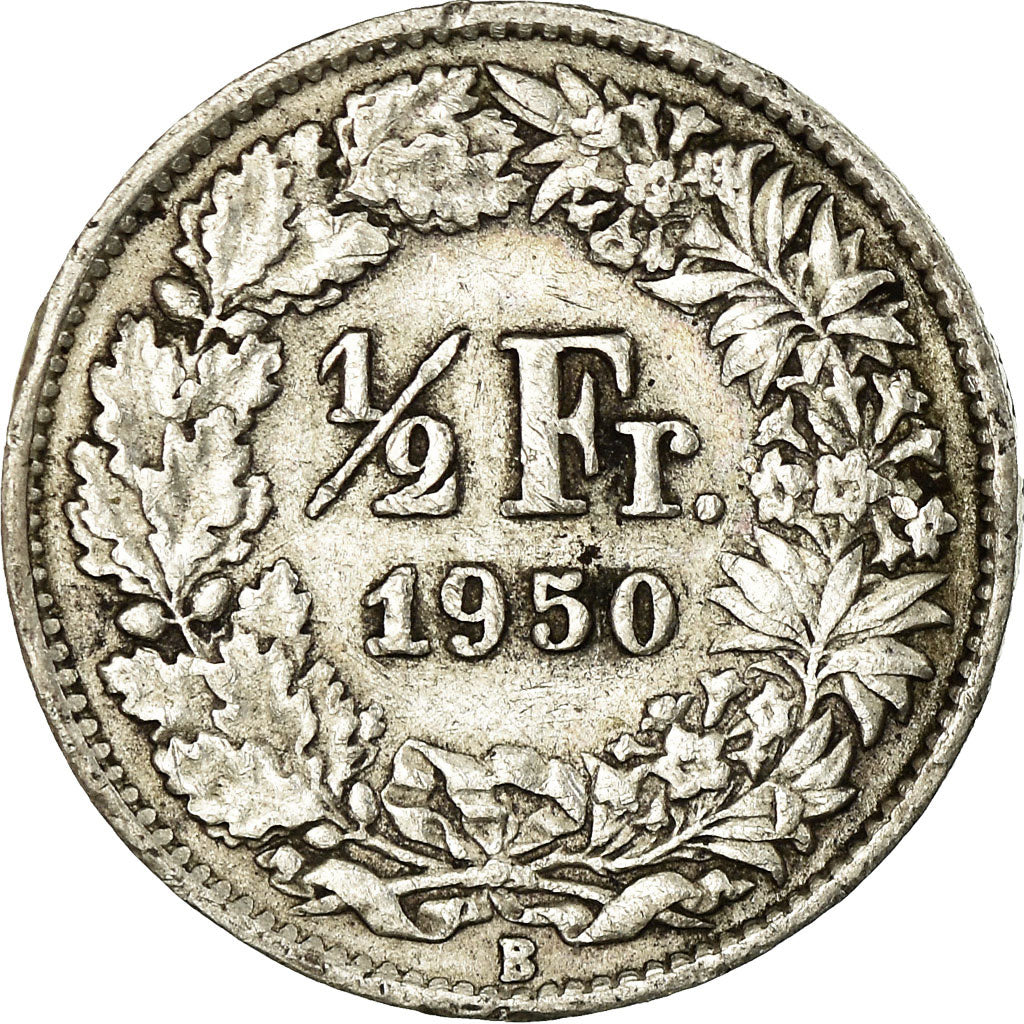 Moneta, Szwajcaria, 1/2 Franc, 1950, Bern, EF(40-45), Srebro, KM:23