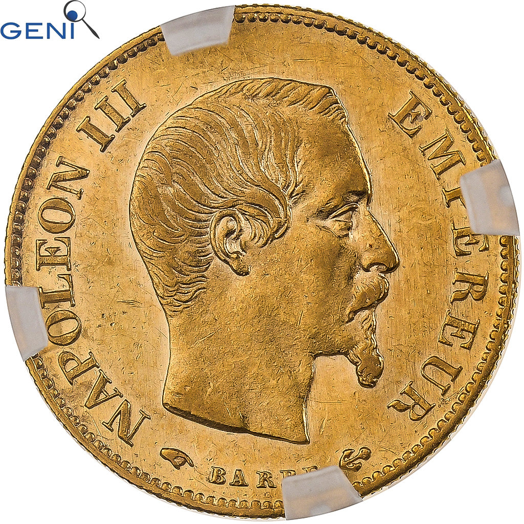 França, Napoleon III, 10 Francs, 1859, Paris, Dourado, GENI, MS62
