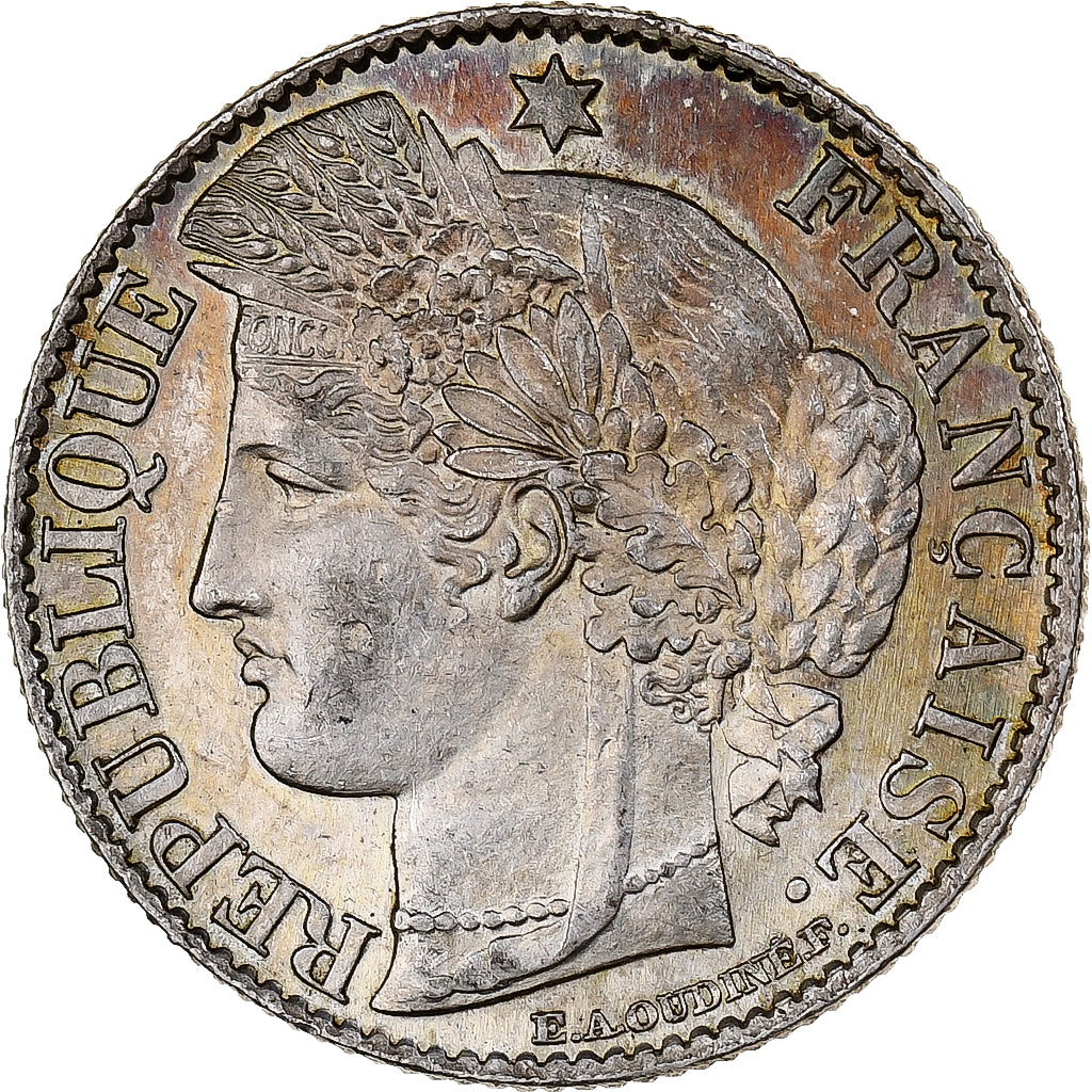 France, 50 Centimes, Cérès, 1871, Paris, Silver, MS(60-62), Gadoury:419