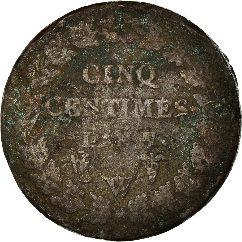 Monnaie, France, Dupré, 5 Centimes, AN 7, Lille, B+, Bronze, KM:640.11, Le
