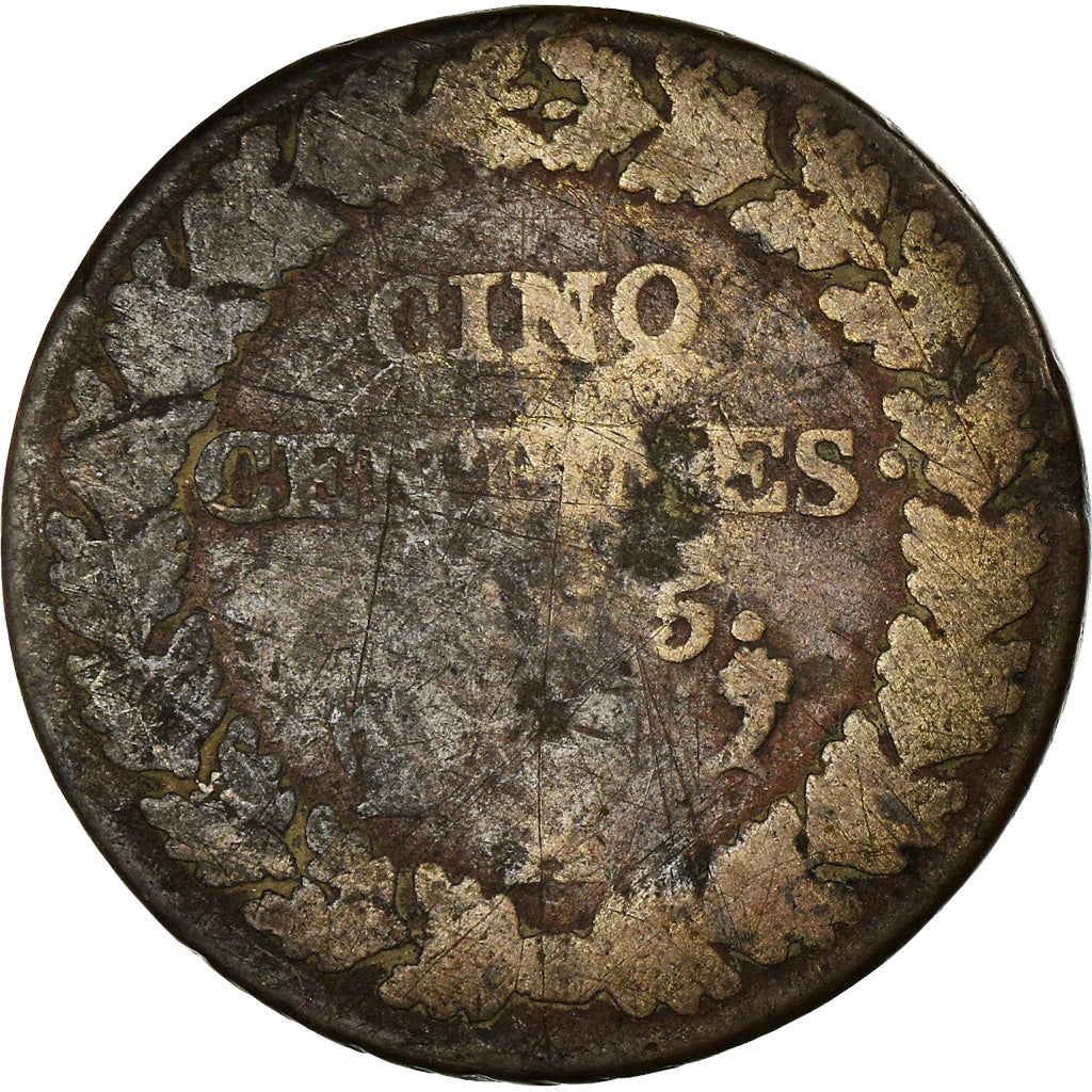 Moneta, Francia, Dupré, 5 Centimes, AN 5, Paris, B+, Bronzo, KM:640.1