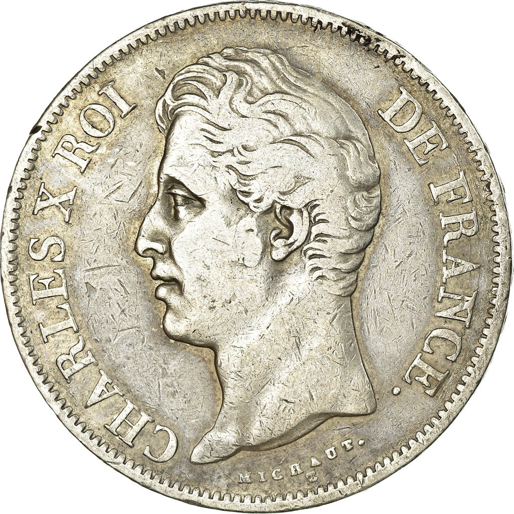 Moneda, Francia, Charles X, 5 Francs, 1830, Paris, BC+, Plata, KM:727