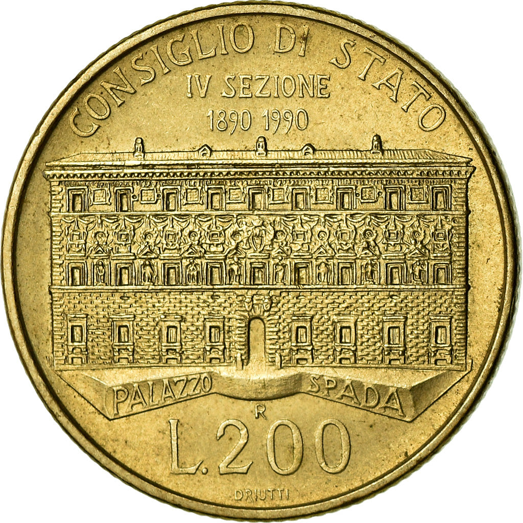 Coin, Italy, 200 Lire, 1990, Rome, AU(50-53), Aluminum-Bronze, KM:135