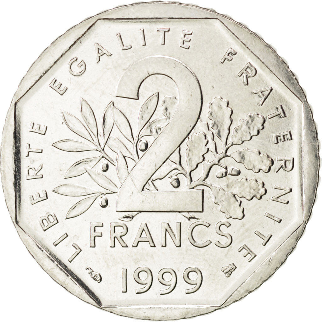Munten, Frankrijk, Semeuse, 2 Francs, 1999, UNC-, Nickel, KM:942.1, Gadoury:547