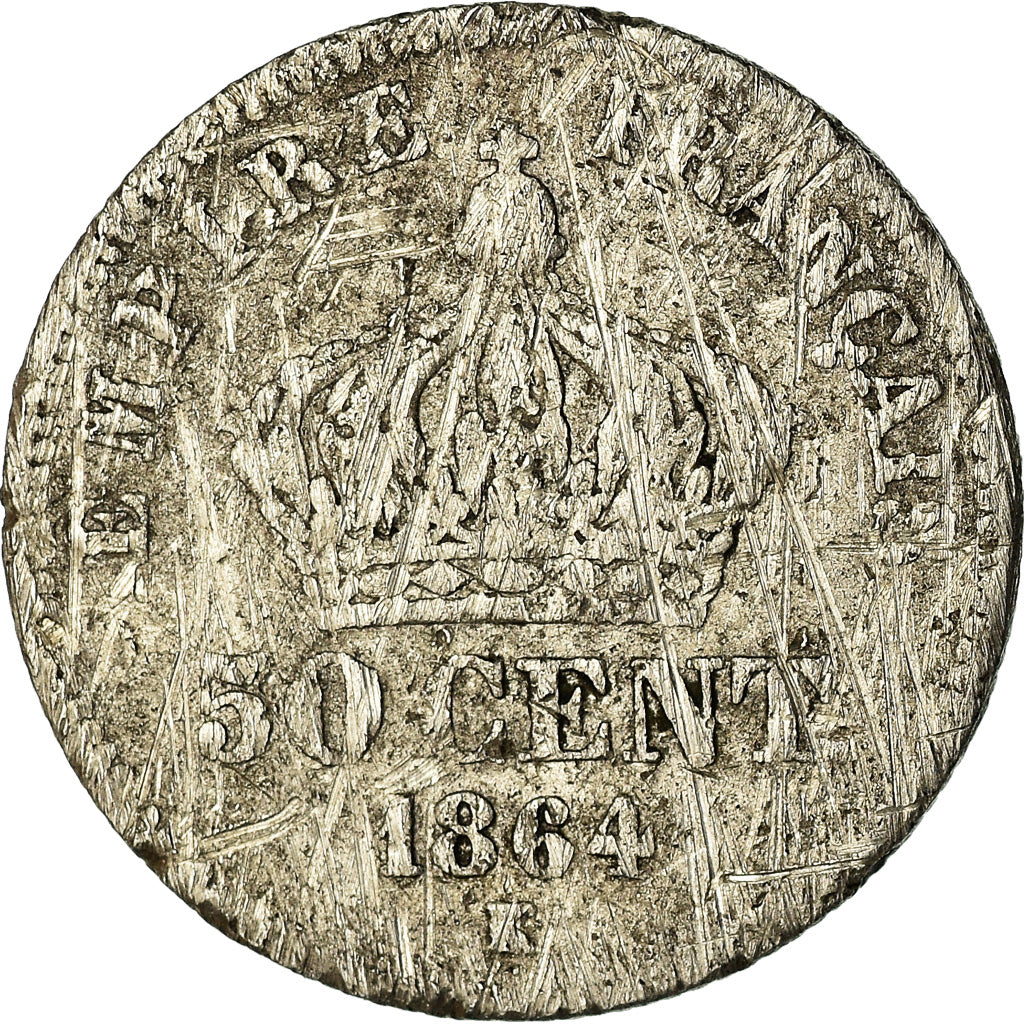 Coin, France, Napoleon III, Napoléon III, 50 Centimes, 1864, Bordeaux