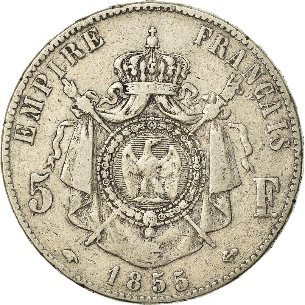 Coin, France, Napoleon III, Napoléon III, 5 Francs, 1855, Paris, VF(20-25)