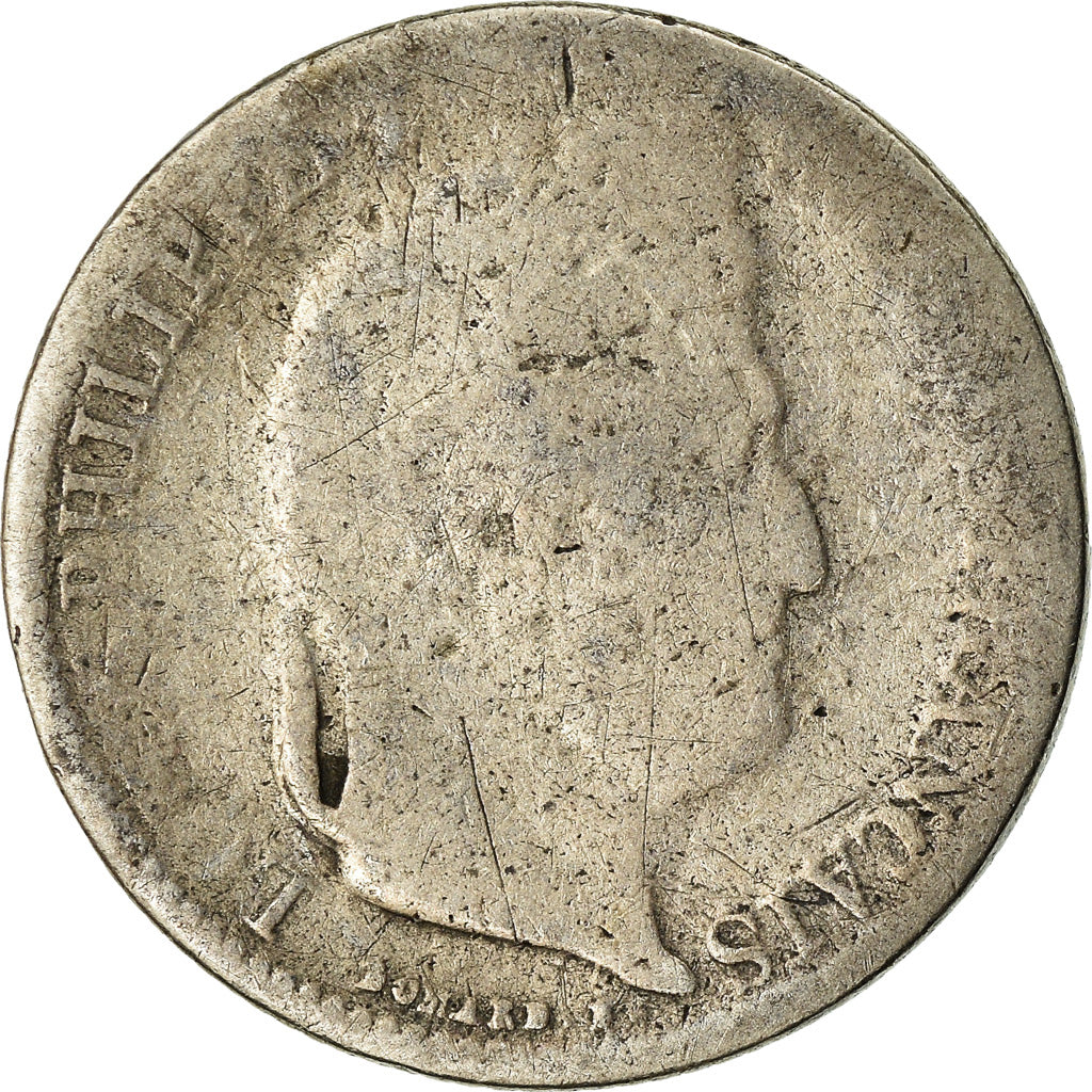 Francia, 1/2 Franc, Louis-Philippe, 1845, Paris, Plata, BC, Gadoury:410
