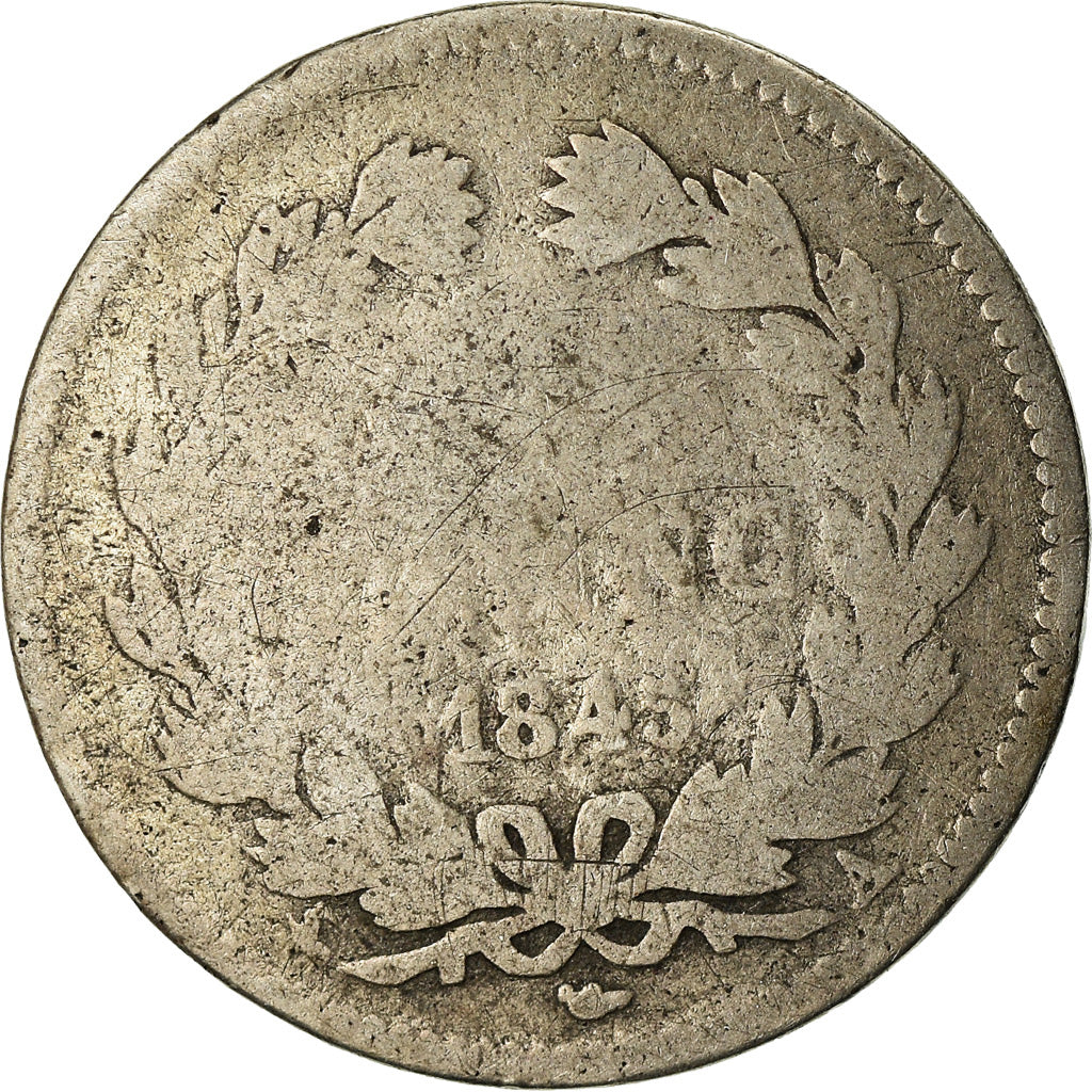 Francia, 1/2 Franc, Louis-Philippe, 1845, Paris, Plata, BC, Gadoury:410
