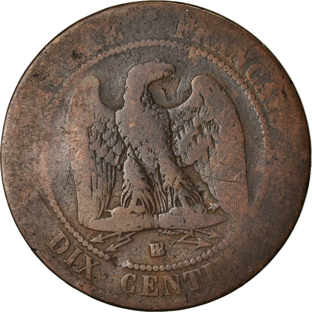 Moneda, Francia, Napoleon III, Napoléon III, 10 Centimes, 1861, Strasbourg